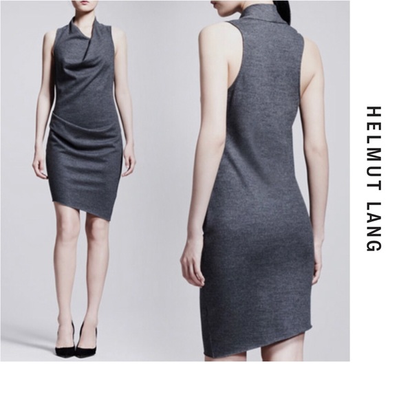 HELMUT LANG Draped Asymmetric Dress Size Small - Picture 1 of 11